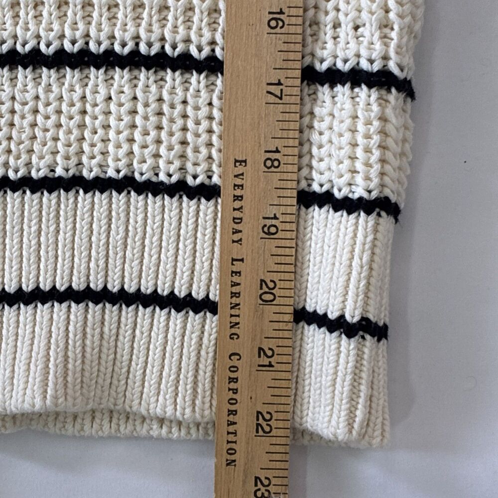 Madewell Cotton Sweater Vest Medium Cream Jet Black Mini Striped Knit Minimalist - Picture 7 of 11